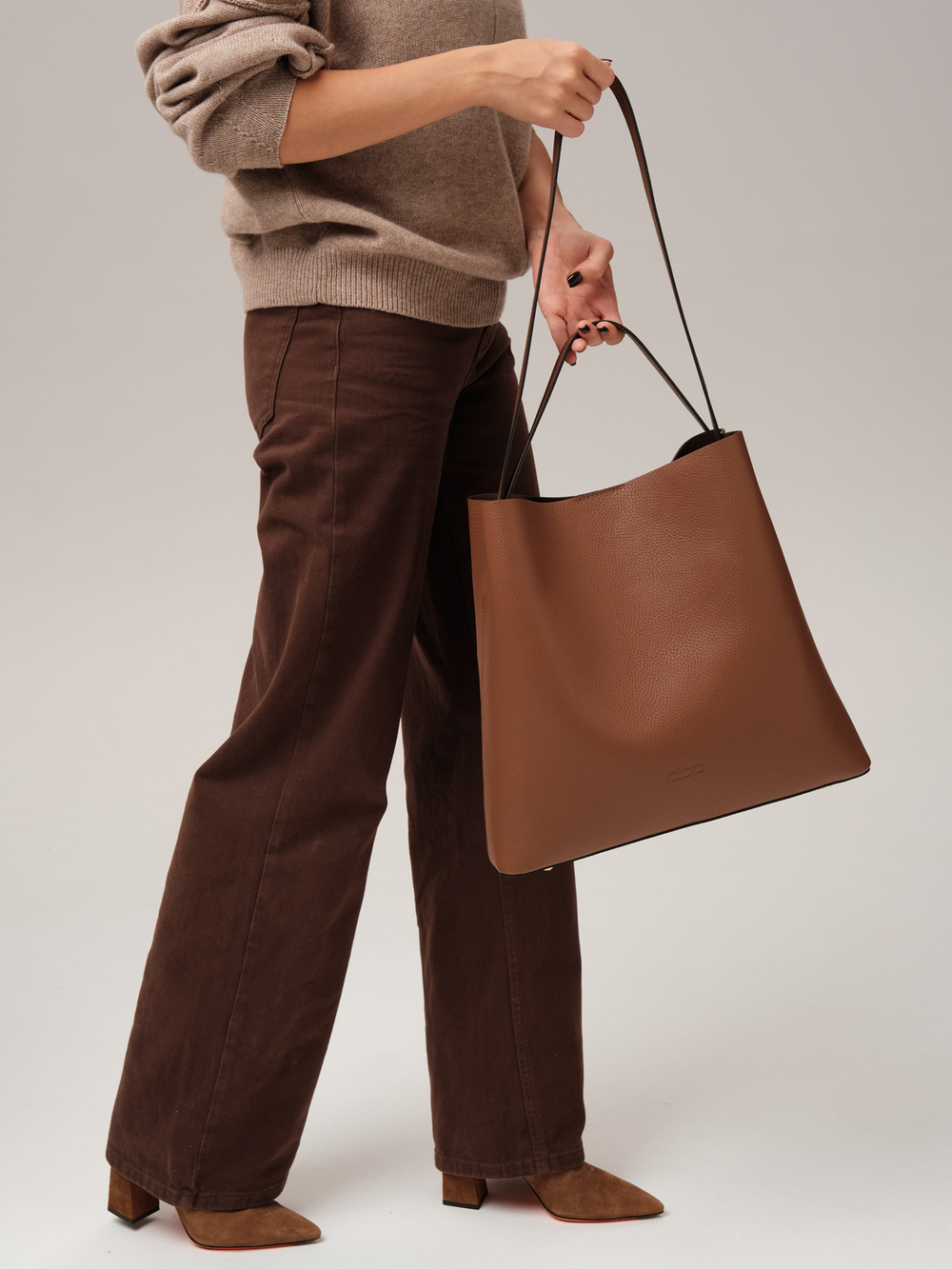 Кожаная сумка шоппер DBR 30948 темный орех