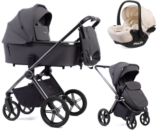 Детская коляска Peppy Monaco 3 в 1 с автокреслом Verona Beige Antrazit (графитовый), рама серая