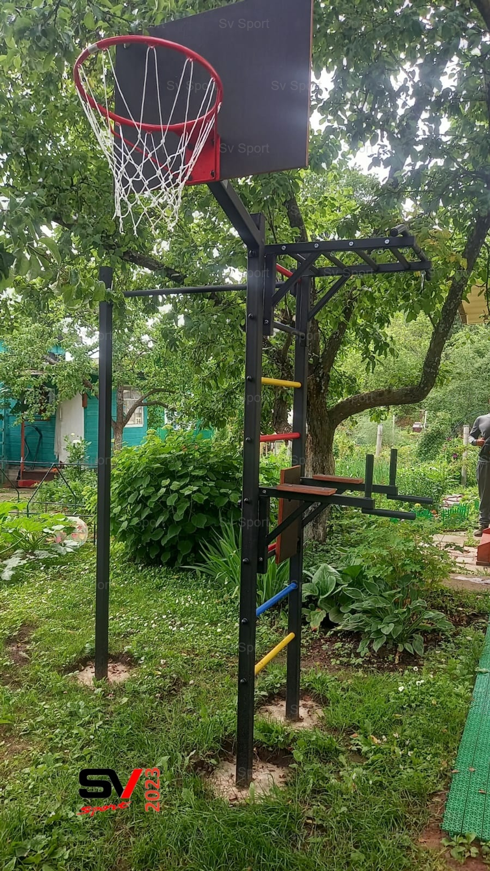 Монтаж уличной шведской стенки Sv Sport (3 вертикальных столба)