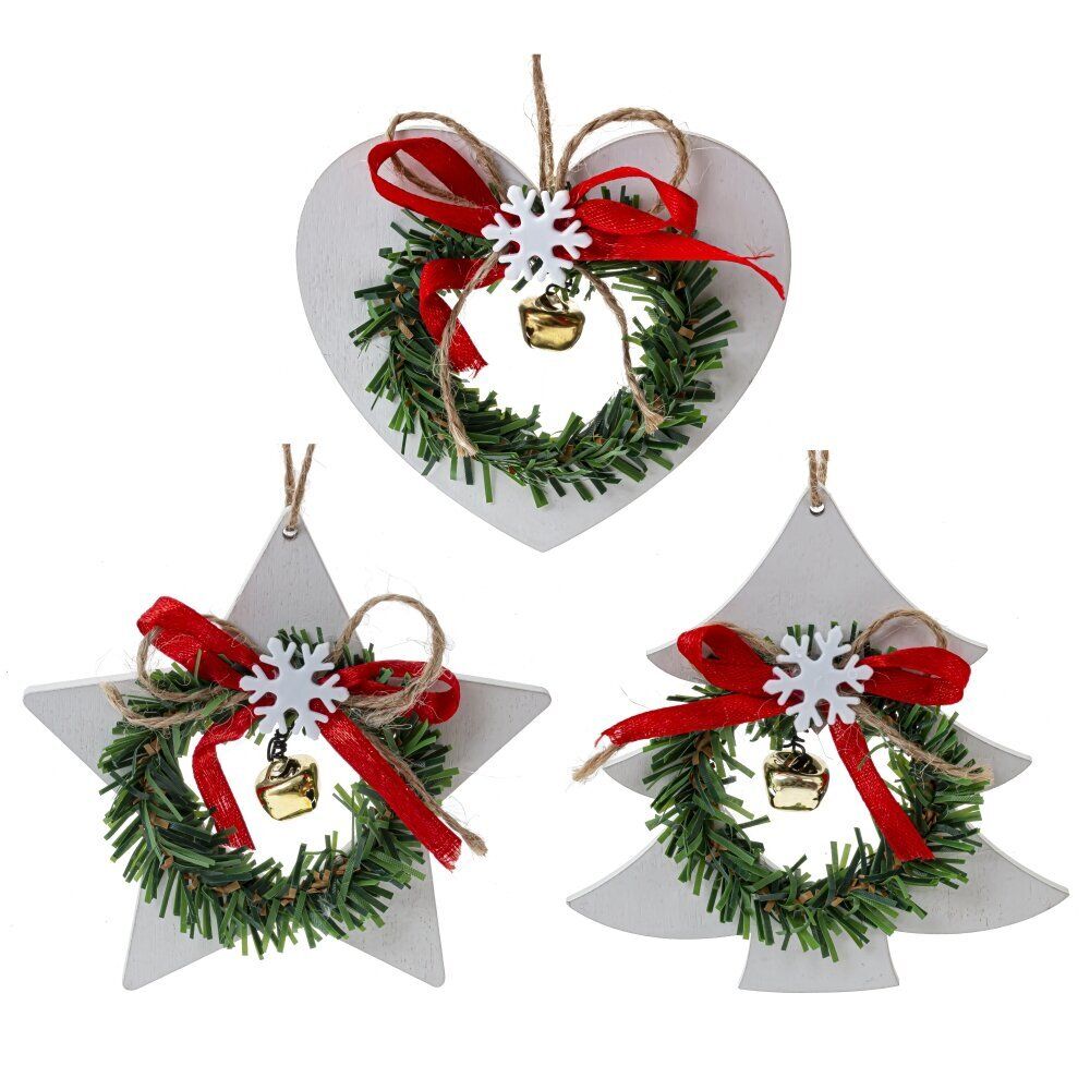 GAEM Изделие декоративное подвесное "Сердце/Ёлка/Звезда", L10,5 W1 H9,5 см, 3в.