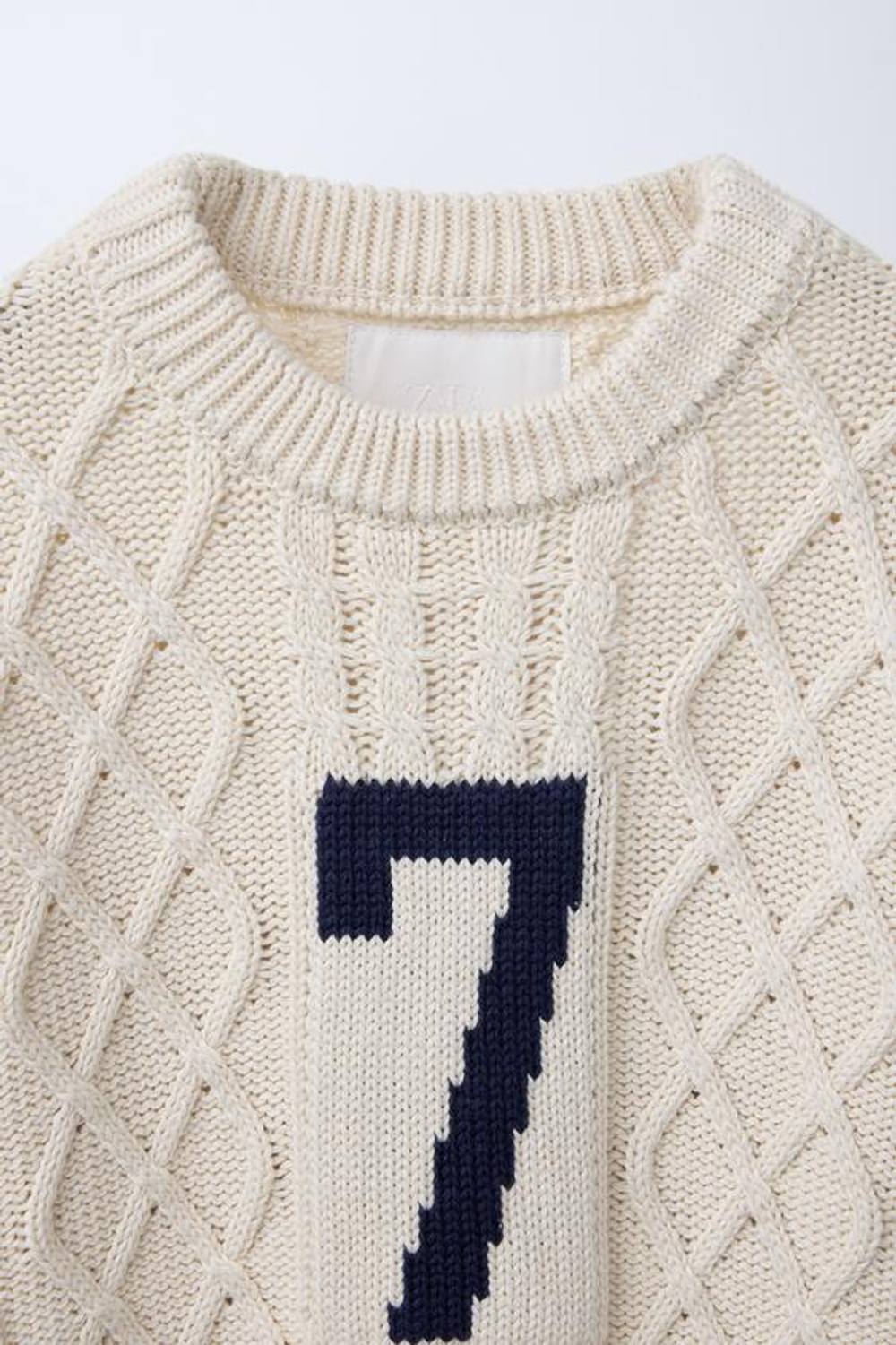 ZARA СВИТЕР С УЗОРОМ «КОСЫ», ЭКРЮ