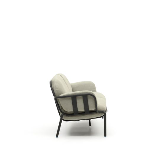 Трехместный уличный диван Joncols бежевый с графитовыми алюминиевыми ножками 225 см