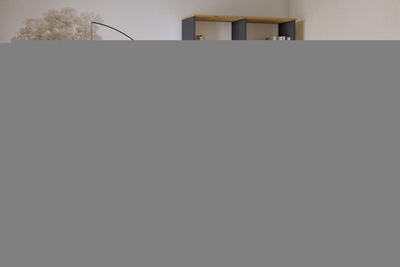 Стеллаж Салерно 2 (МДФ) SF-019 Графит Серый графит 0162 РЕ 98*36*190 см, Серый   Фиеста