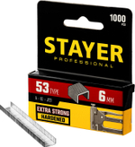 STAYER тип 53 (A/10/JT21), 6 мм, 1000 шт, калибр 23GA, скобы для степлера, Professional (3159-06)