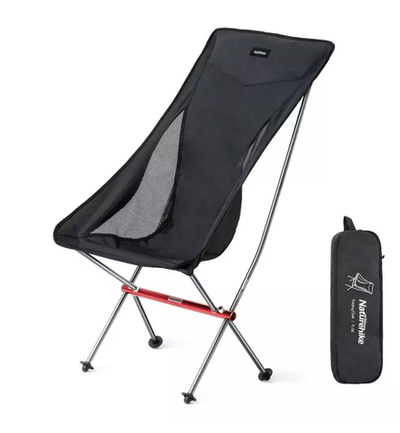 Кресло туристическое Naturehike YL06 складное, черное, высокая спинка, до 150 кг