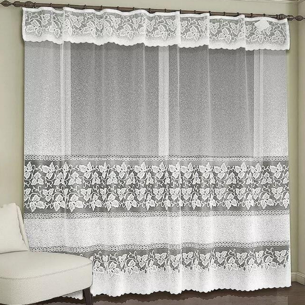 Полотно жаккардовое рис. 341,  высота 2.9м, цвет белый, Россия.