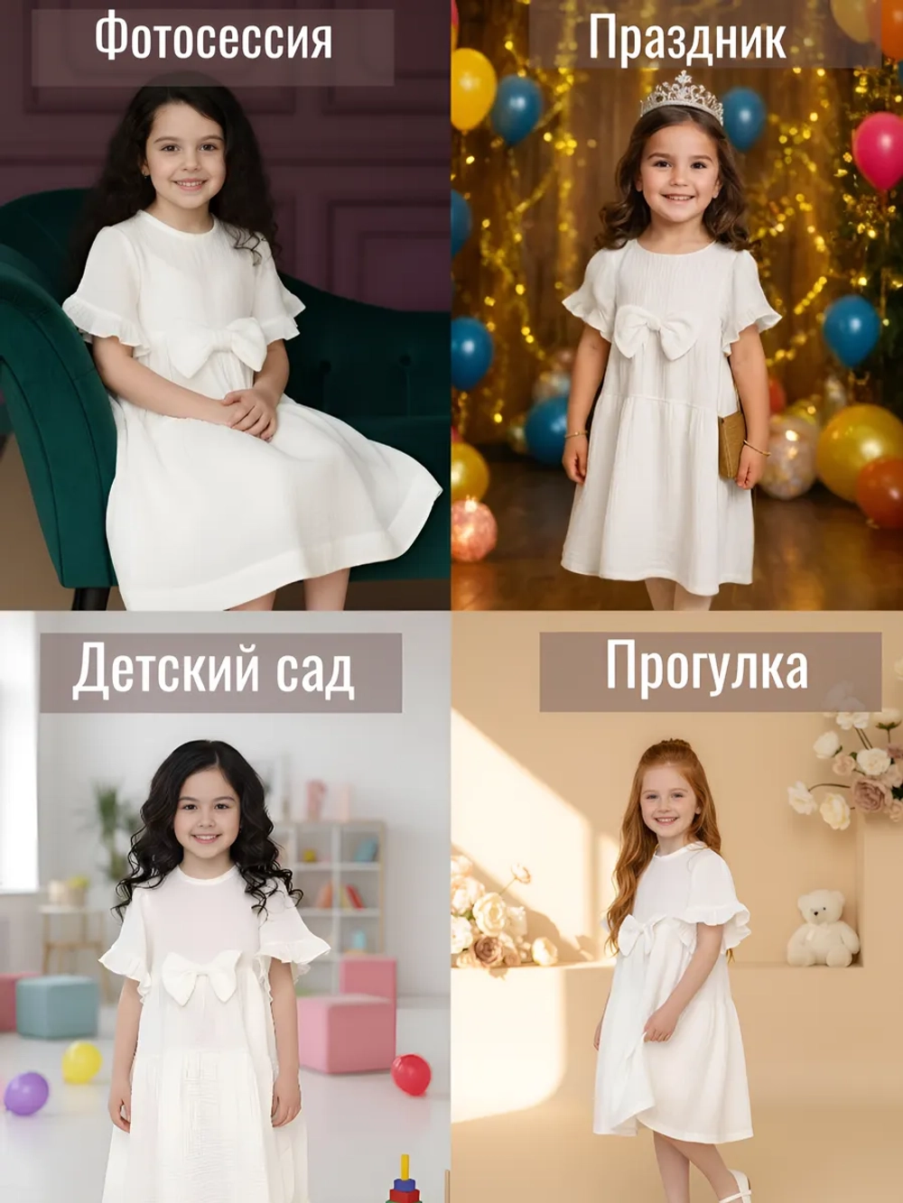 Платье муслиновое летнее в садик