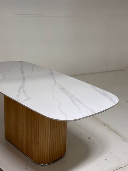 Стол TAMPA 180 цвет БЕЛЫЙ МРАМОР M326, керамика / Каркас OAK