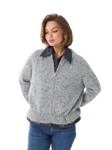 Комбинированная серая рубашка-кардиган