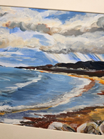 Картина авторская акрилом на холсте в паспарту 30х40 см на стену для интерьера "А где-то там идет дождь..."