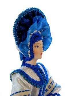 Кукла коллекционная фарфоровая Хозяюшка русском костюме в стиле Гжель