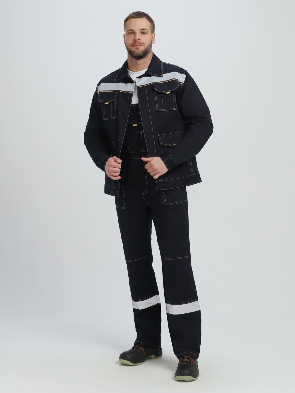 Костюм Троя-2 СОП (тк.Саржа,320) п/к, т.синий/бежевый