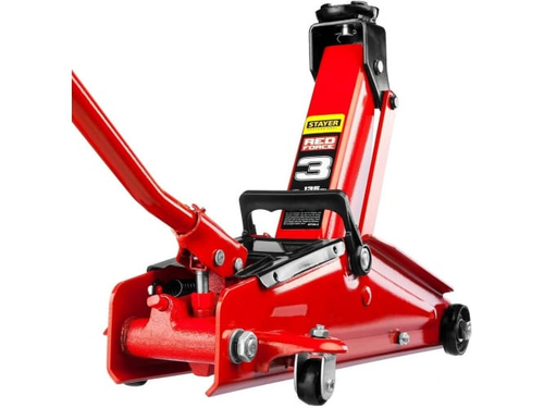 Домкрат гидравлический подкатной 3т увеличенный подъем 135-410мм поворотная ручка STAYER RED FORCE