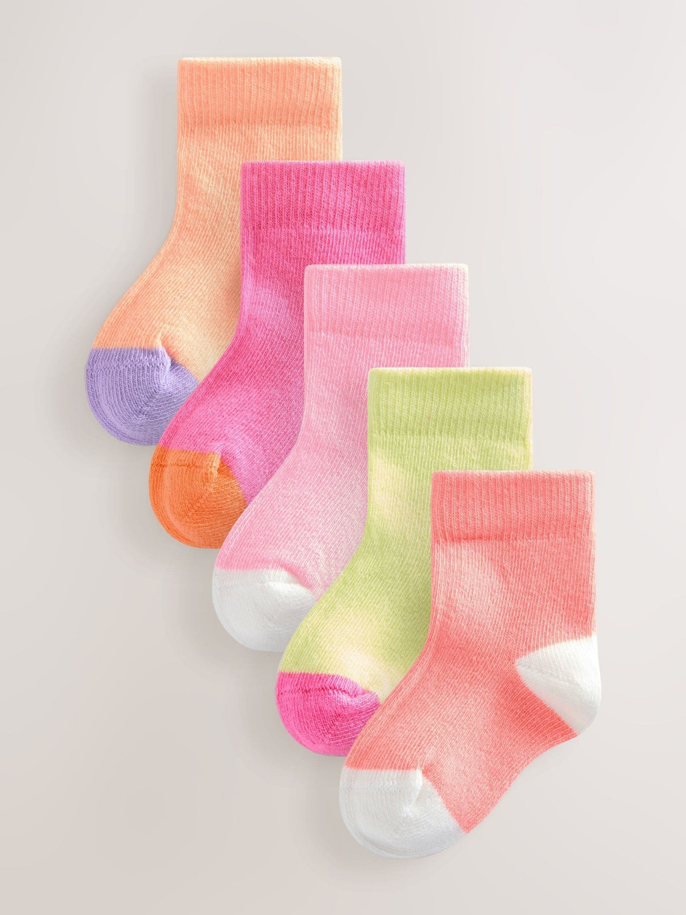 Носки для малышей Next E48-278, 5 шт., Розовый, Салатовый