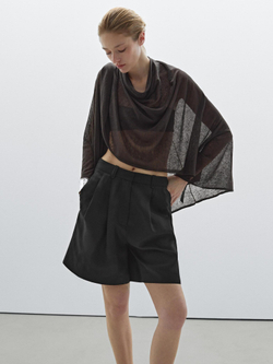 Massimo Dutti Плиссированные шорты, черный