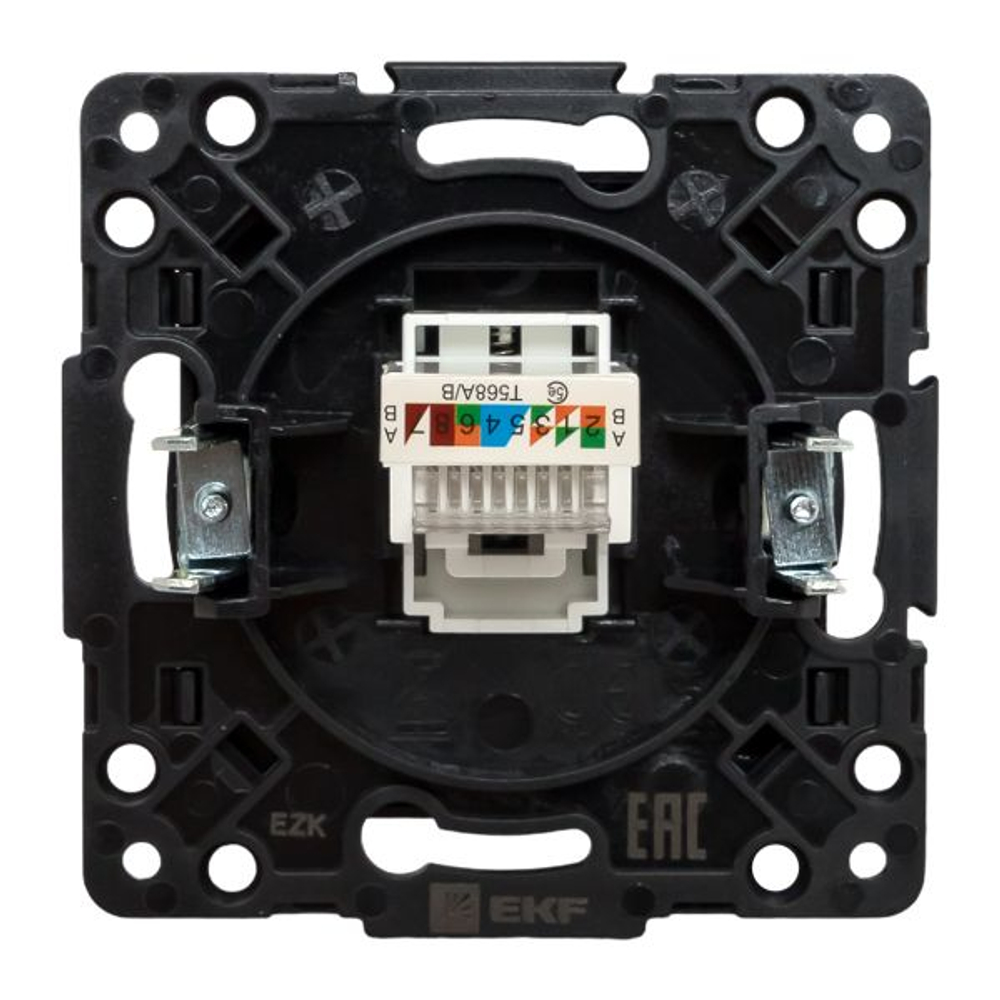 Стокгольм Механизм Розетки RJ-45 1-местной черный EKF