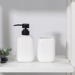 Набор аксессуаров для ванной комнаты Доляна «Лофт», 2 предмета (дозатор для мыла, стакан)