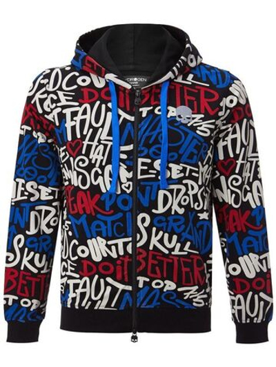 Мужская теннисная кофта Hydrogen Graffiti FZ Hoodie Man - black