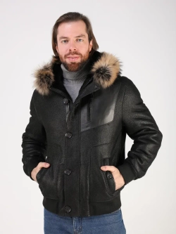 Дубленка натуральная куртка зимняя с капюшоном