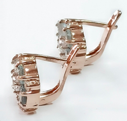 Серьги ювелирные из серебра 925 пробы с позолотой,вставка топаз натуральный,фианиты