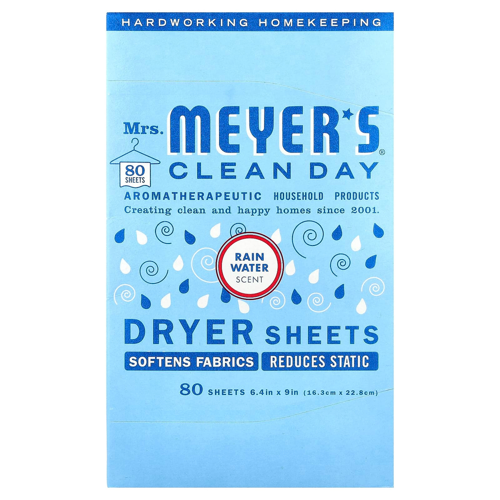 Mrs. Meyers Clean Day, Простыни для сушки, дождевая вода`` 80 листов