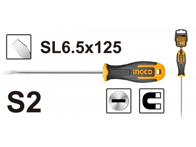 Отвертка плоская SL6.5x125 INGCO HS686125 INDUSTRIAL
