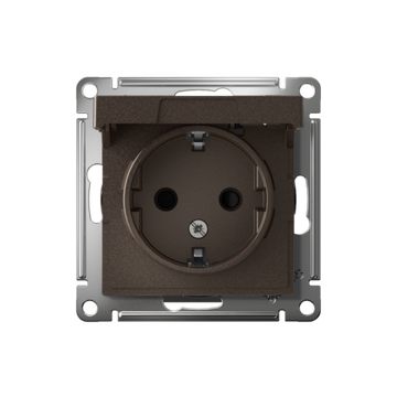 Розетка 1-м СП AtlasDesign 16А IP20 с заземл. защ. шторки с крышкой механизм мокко SE ATN000646