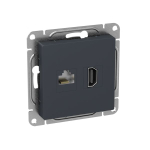 Механизм розетки HDMI+RJ45 (cat5), графит Эпика EKF