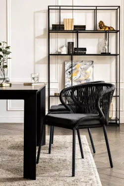 "Венето" обеденная группа на 4 персоны со стульями "Милан", каркас темно-серый, роуп темно-серый