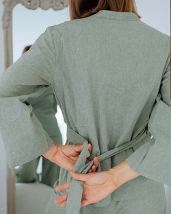 Домашний костюм из вареного хлопка Оливковый