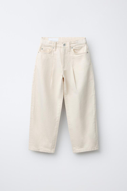 ZARA БРЮКИ СО СКЛАДКАМИ, БЕЛЫЙ