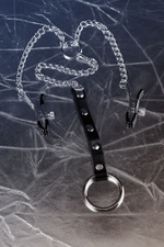 Зажимы для сосков с кольцом для пениса серебристые