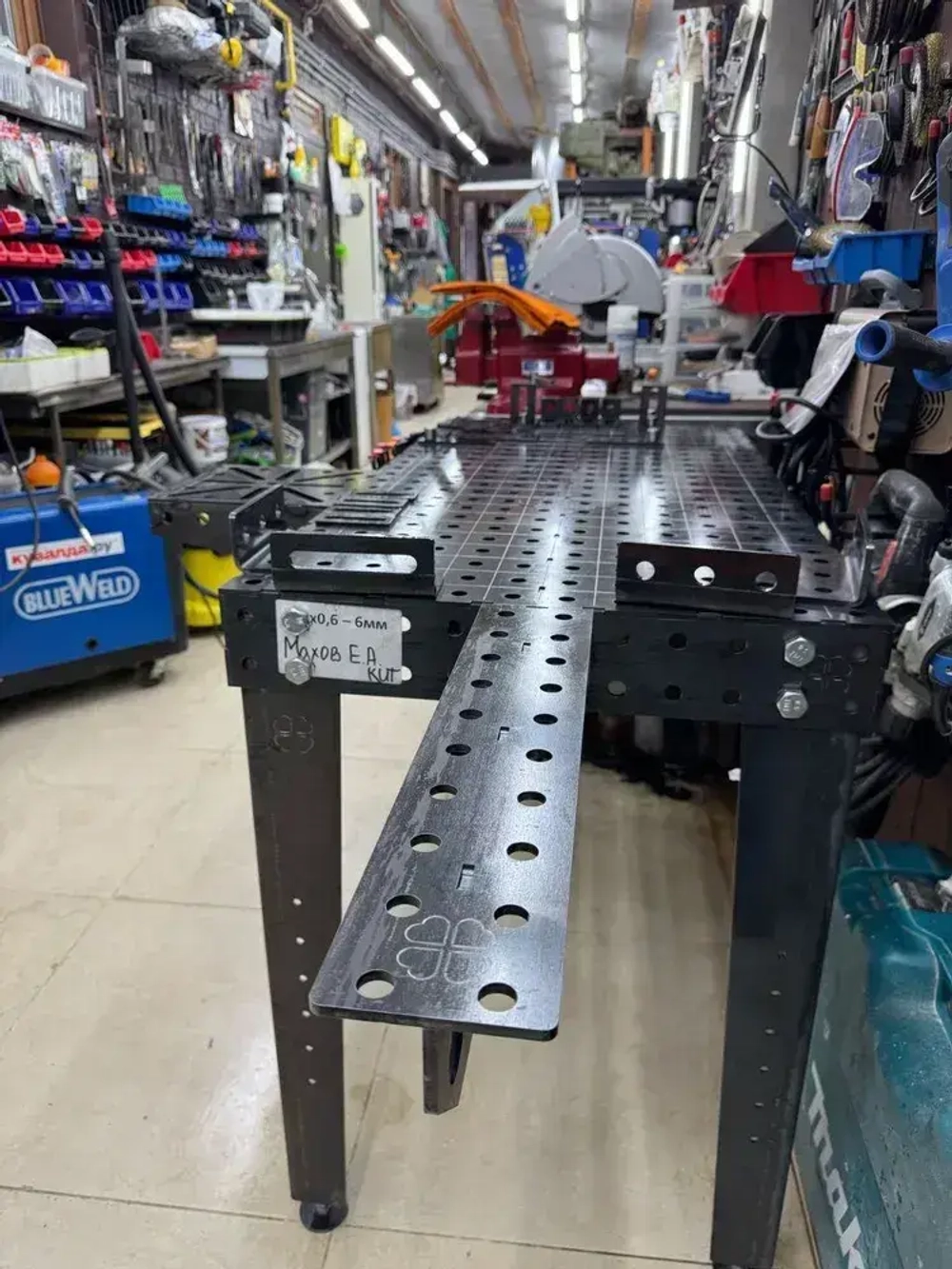 Удлинитель стола 490х100 (8мм), добавочная плита (блок), для оснастки сборочных, монтажных, сварочных столов d16