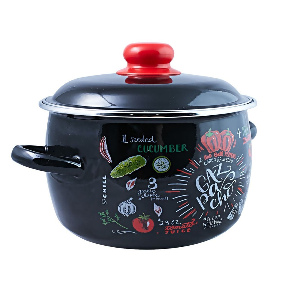 Кастрюля сталь, эмал, 4 л, с крыш, крышка сталь, Appetite, Gazpacho, 1RC201M, индукц