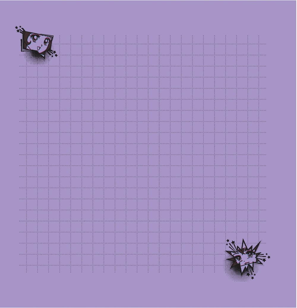 Блокнот 130х130 мм, скрепка, Контэнт-Канц, ламин. картон, выб-лак, 32 л., диз.вн.блок в клетку, "Аниме Style. Девочка с ушками", фиолетово-желтый