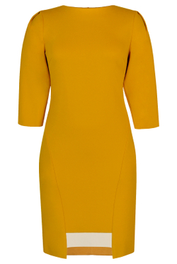 Трикотажное платье 1476А, горчичный #359Гор051476А