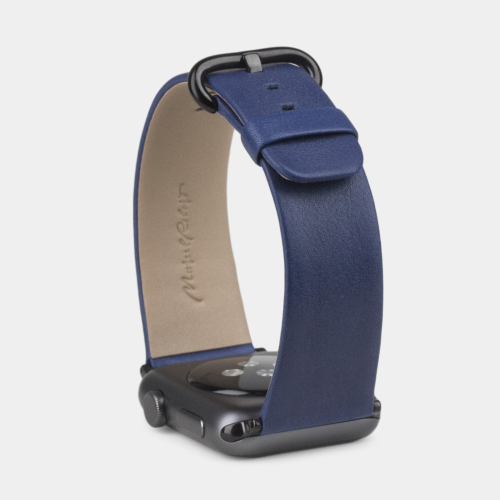 Ремешок для Apple Watch 44/45/46 mm из кожи теленка, синего цвета