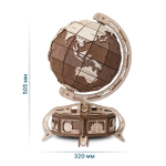 Сборная деревянная модель Глобус с потайной шкатулкой (коричневый) (EWA)