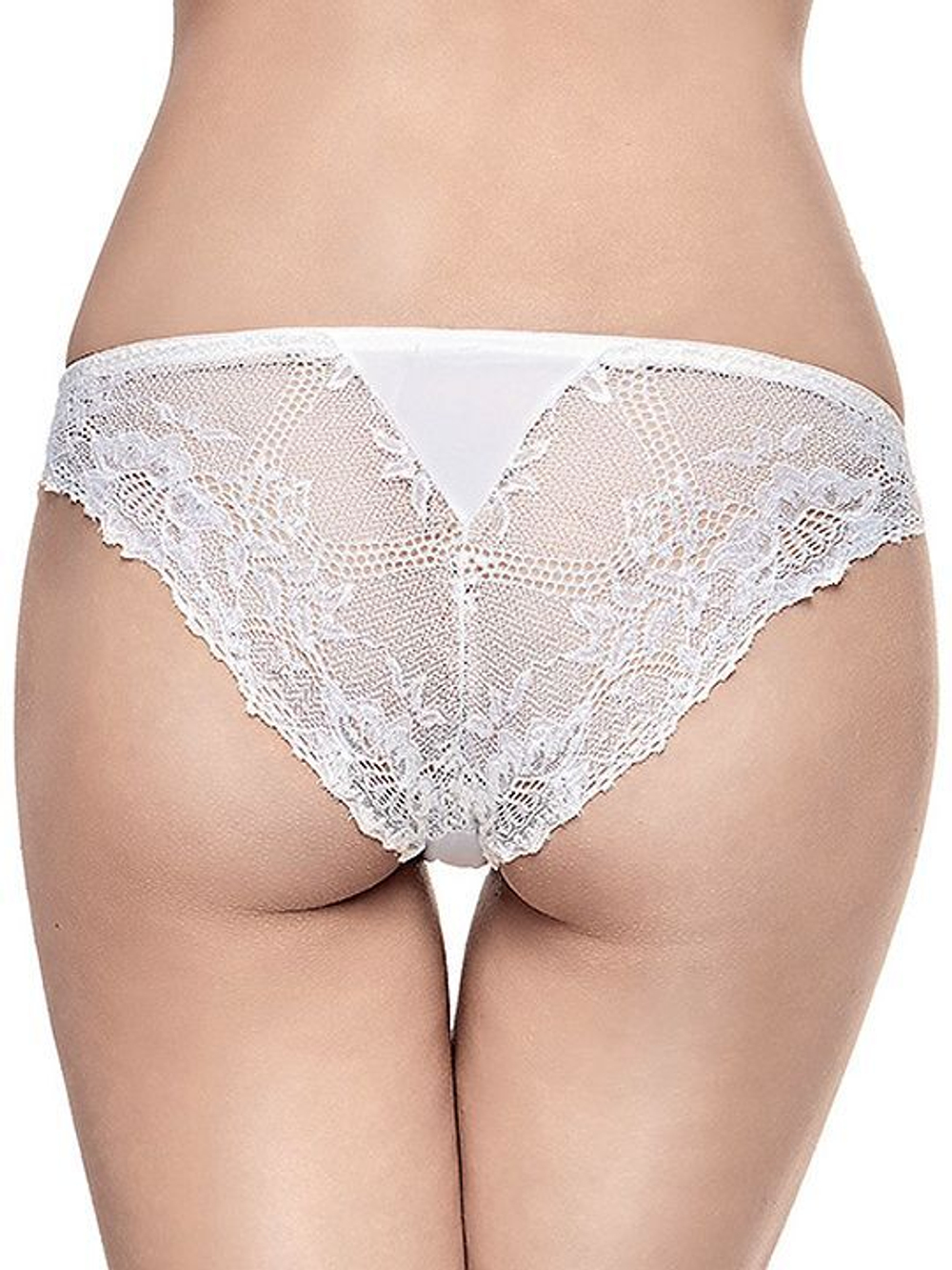 Женские трусики-бразилиана с кружевными вставками (Размер: 5 размер) (Цвет: белый)