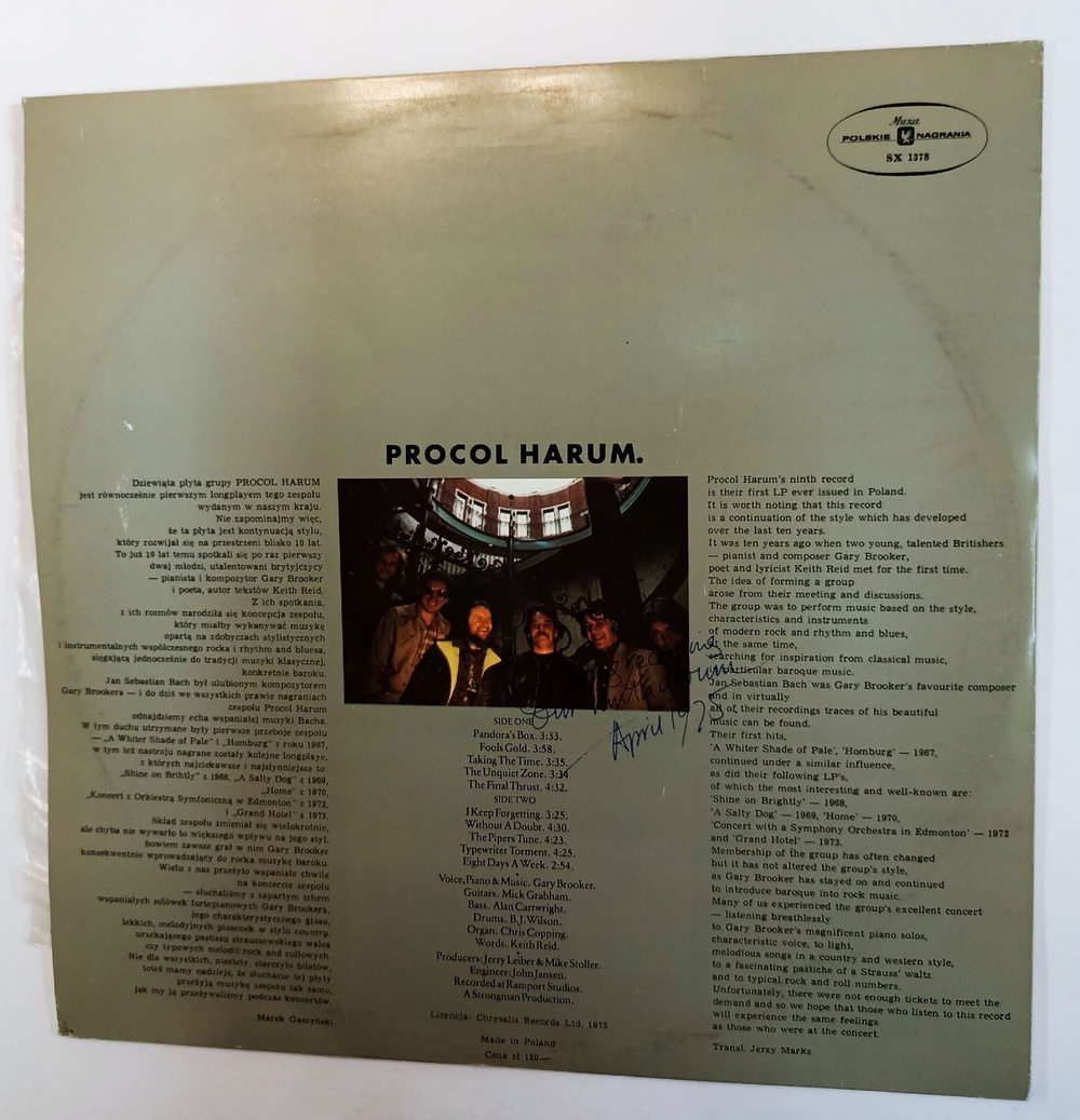 Винтажная виниловая пластинка LP Procol Harum Procols Ninth (Poland 1975)