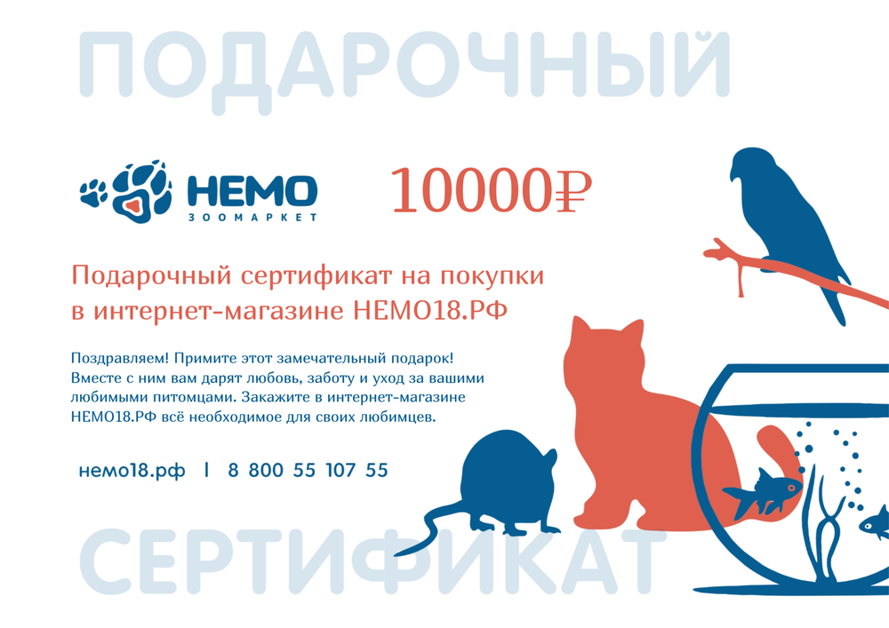 Электронный подарочный сертификат на 10000 р.