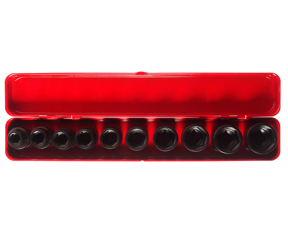 Набор головок торцевых 1/2" 6-ти гранных 10-24мм ударных 10 предметов JTC