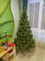 Елка с гирляндой "Рождественская" (Литая хвоя) 180 см / 1,8 м