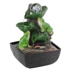 GAFN01-504 GREEN APPLE настольный фонтан с подсветкой Лягушки с шаром