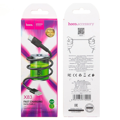 Кабель Hoco X83 Type-C 3А черный 1 м