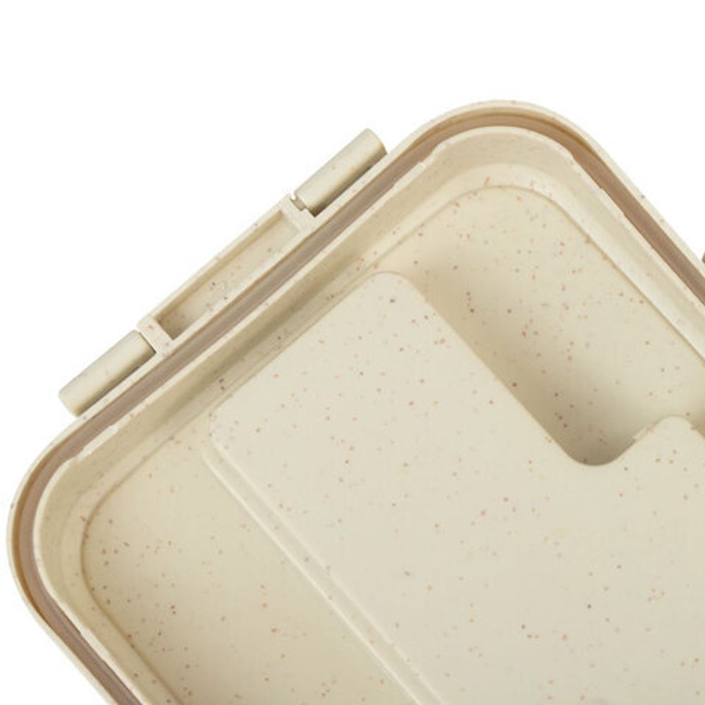 Ланч-бокс контейнер, 1 секция, 3 отделения, 1,4 л, ложка, вилка, 8х21х14 см, бежевый, JOYLUX (ДЖОЙЛЮКС) ECO, 609346