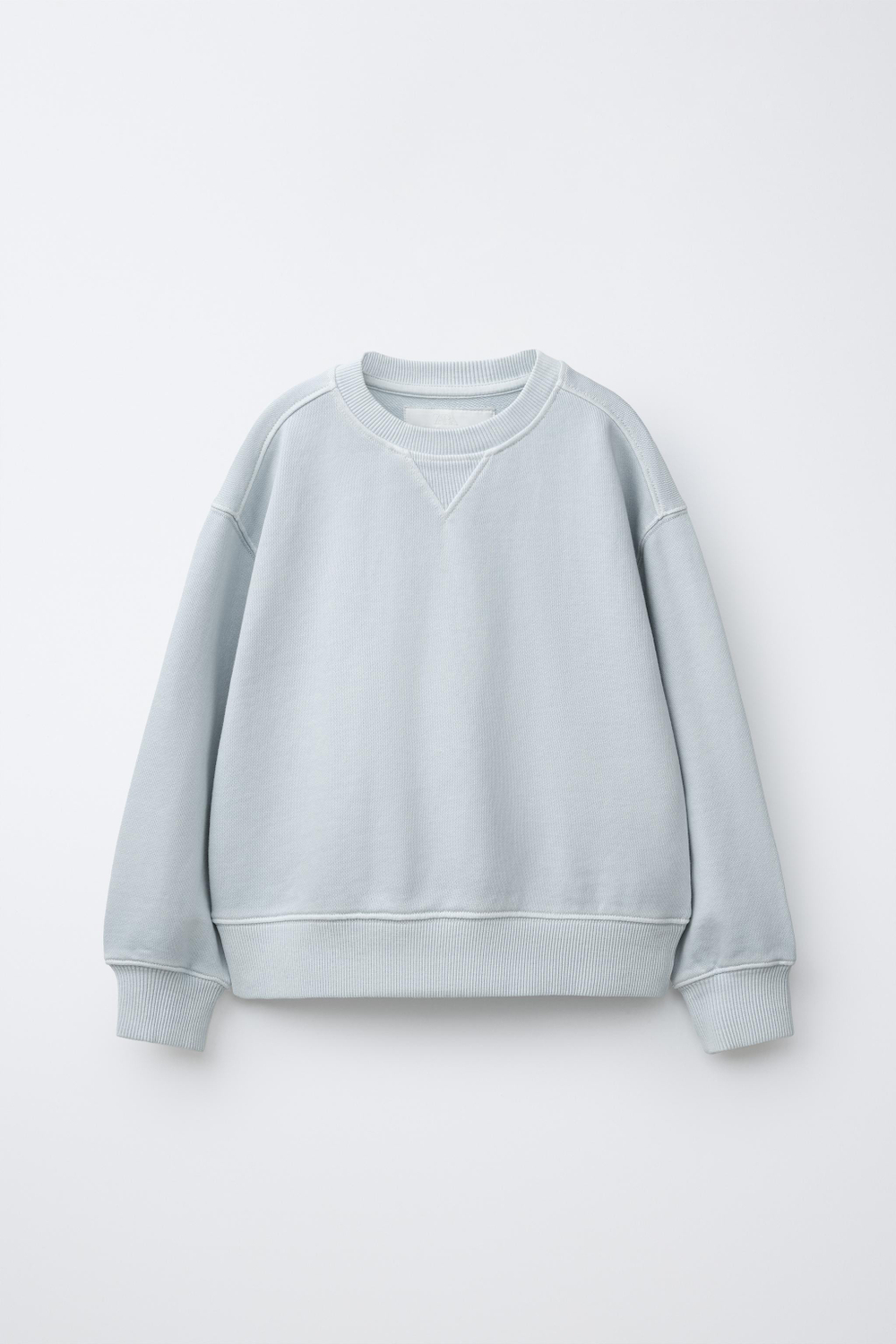 ZARA ОДНОТОННАЯ ТОЛСТОВКА ИЗ КРАШЕНОЙ ТКАНИ, ГОЛУБОЙ