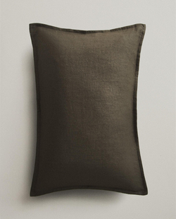 Zara Home наволочка декоративная из льна, хаки, 40x60 см