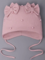 Шапка для девочки осенняя на завязках с бусинами