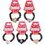 Резинка для волос 1шт «Франка», цвет черный, серце микс, d-5,5см